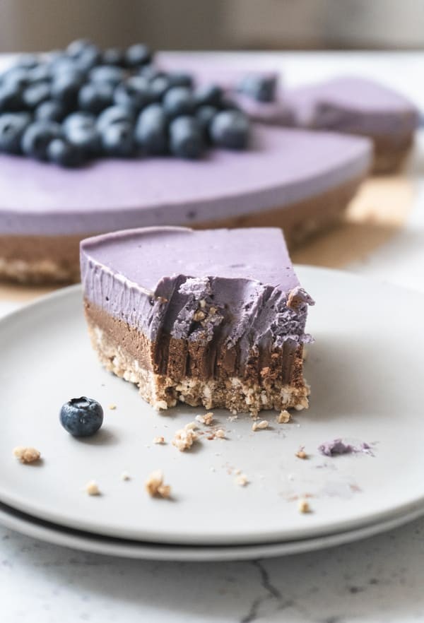 Cacao & Blueberry Layered Cheesecake