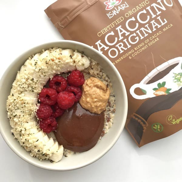 Warming Bowl Of Oatmeal With Coffee Flavoured Chocolate Sauce