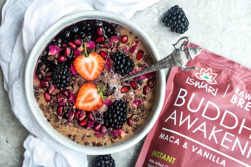 Maca & Vanilla Breakfast Bowl with Smashed Berry Compote