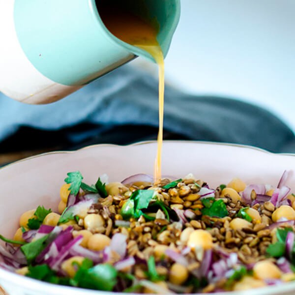 Salad Of Warm Lentils With Purple Onion And Mint