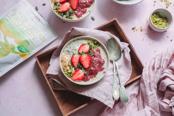 Protein Porridge With Strawberry Rhubarb Jam